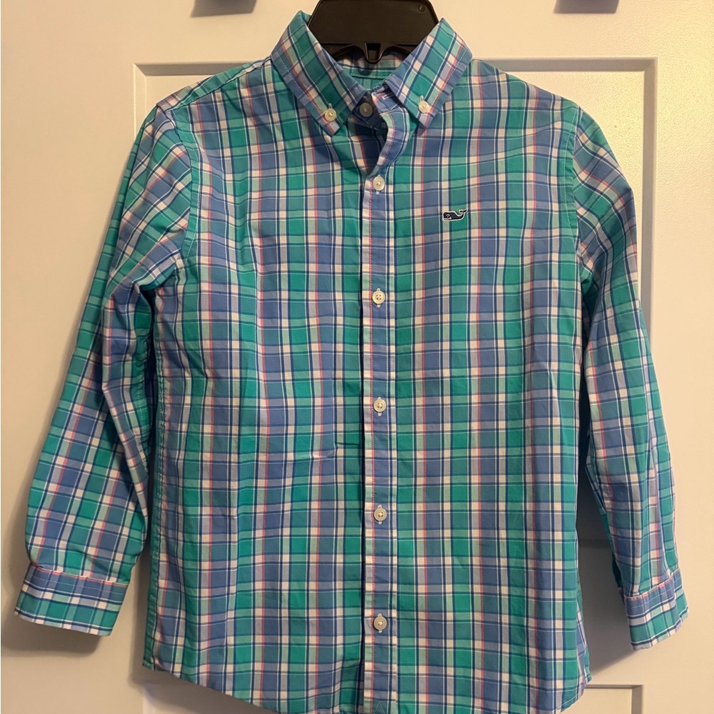 Vineyard Vines Kids Plaid Shirt - Blue and Teal